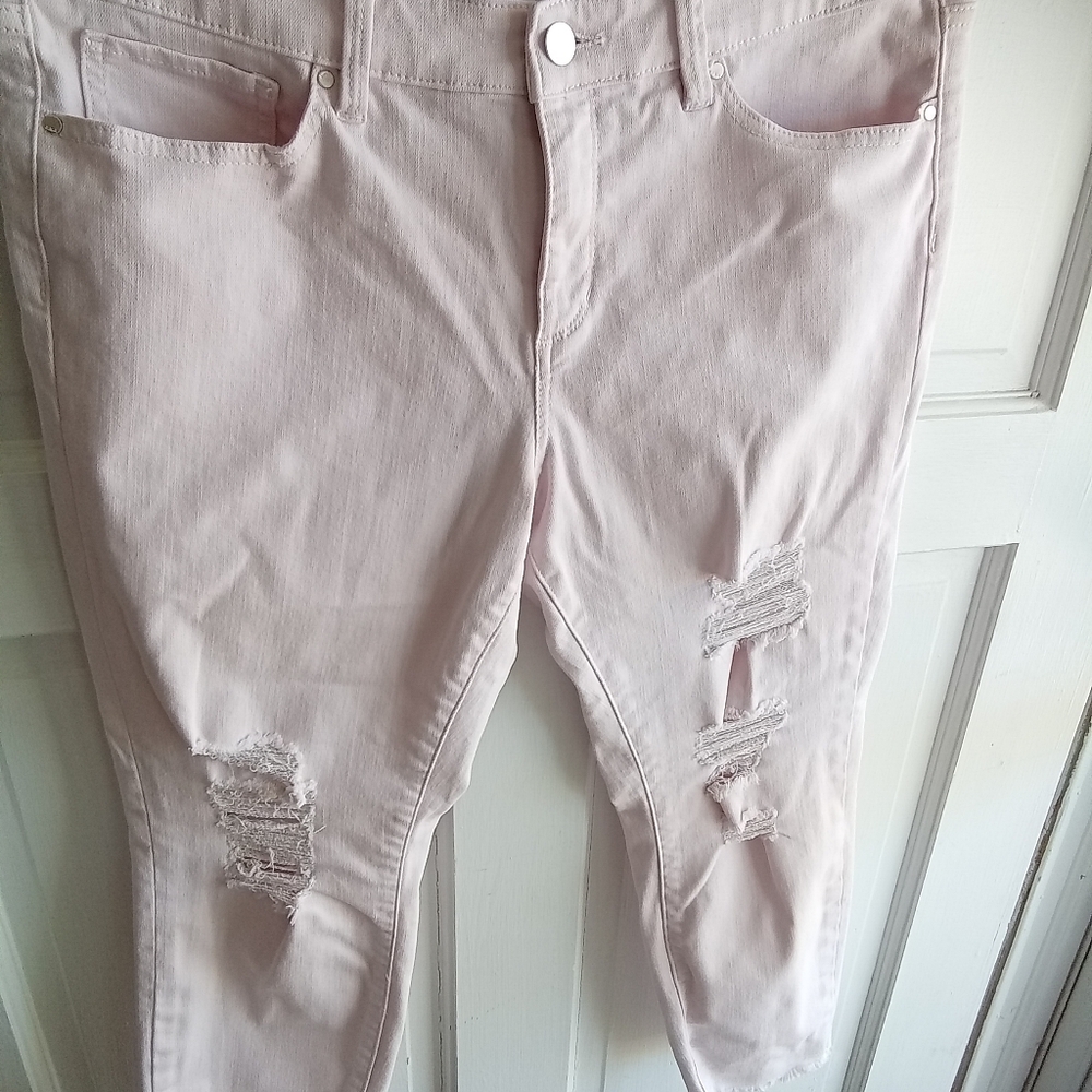 ana Distressed Light Pink Plus Size 14 Jeans